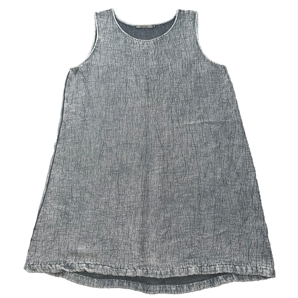 Beau Jours Crinkle Sleeveless Tank Dress Womens Large Gray Lightweight Laganlook